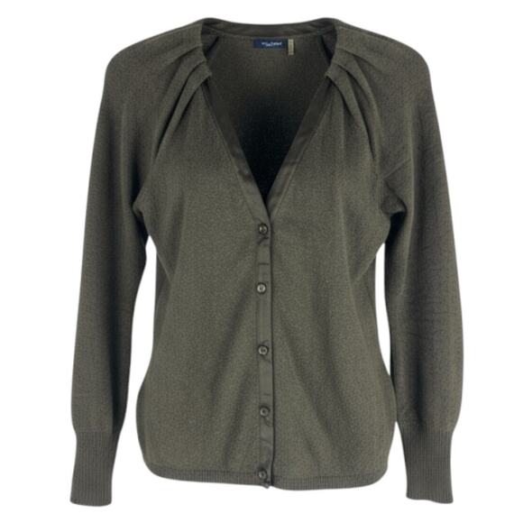 Magaschoni Cashmere Silk Long Sleeve Cardigan Dark Green Size XS - Picture 1 of 9